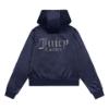 Picture of Juicy Couture Girls Diamante Zip Through Velour Hoodie - Night Sky Navy Blue 
