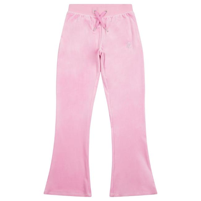 Picture of Juicy Couture Girls Diamante Bootcut Velour Jogger - Pinky Lilac Chiffon
