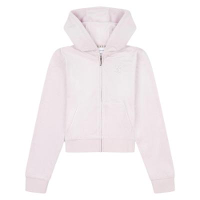 Picture of Juicy Couture Girls Diamante Zip Through Velour Hoodie - Lavender Fog