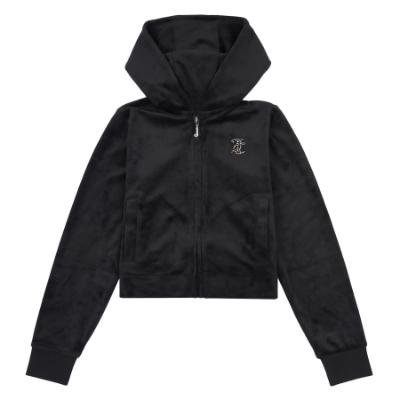 Picture of Juicy Couture Girls Arch Zip Through Diamante Velour Hoodie - Black