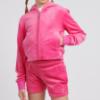 Picture of Juicy Couture Girls Arch Zip Through Diamante Velour Hoodie - Fucshia Purple