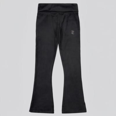 Picture of Juicy Couture Girls Diamante Logo Fold Over Velour Joggers - Black