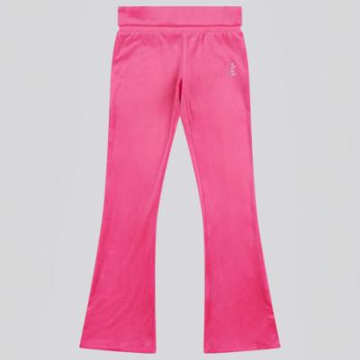 Picture of Juicy Couture Girls Diamante Logo Fold Over Velour Joggers - Fuchsia Purple