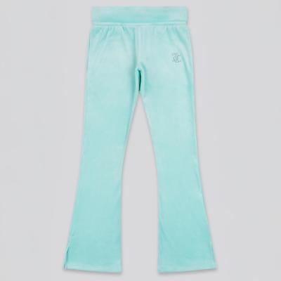 Picture of Juicy Couture Girls Diamante Logo Fold Over Velour Joggers - Angel Blue