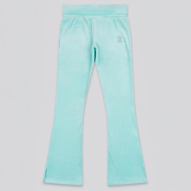 Picture of Juicy Couture Girls Diamante Logo Fold Over Velour Joggers - Angel Blue