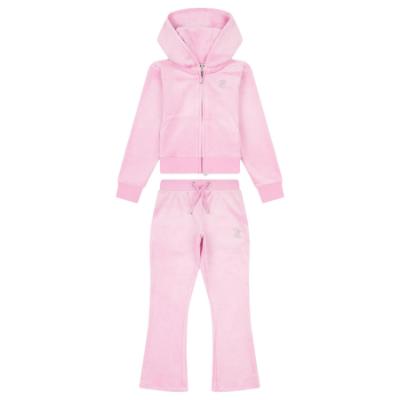 Picture of Juicy Couture Little Girls Diamante Zip Through Hoodie & Bootcut Jogger Set X 2 - Pinky Lilac Chiffon