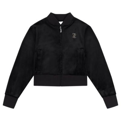 Picture of Juicy Couture Girls Cropped Zip Through Velour Sweater - Jet Black
