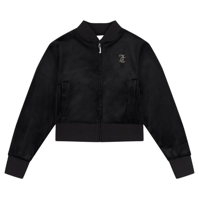 Picture of Juicy Couture Girls Cropped Zip Through Velour Sweater - Jet Black
