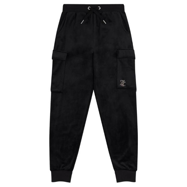 Picture of Juicy Couture Girls Cargo Cuffed Velour Joggers - Jet Black