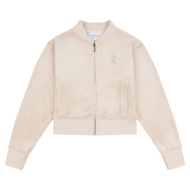Picture of Juicy Couture Girls Cropped Zip Through Velour Sweater - Gray Morn