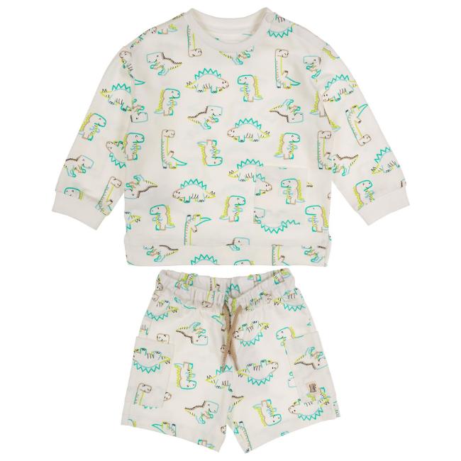 Picture of Mayoral Toddler Boys Summer Dinosaur Pullover & Shorts Set  X 2 - White Green