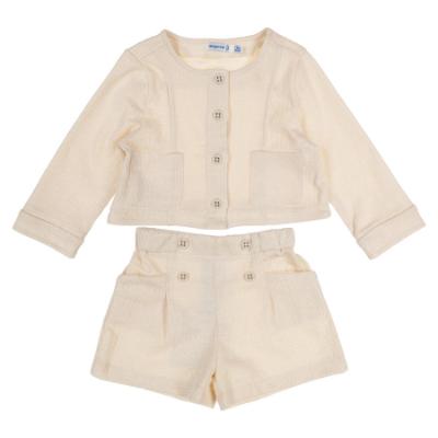 Picture of Mayoral Toddler Girls Summer Jacket & Shorts Set  X 2 - Ivory Gold