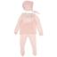 Picture of Juliana Baby Girls Knitted Lace Top Legging & Bonnet Set X 3 - Rosa Pink