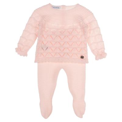 Picture of Juliana Baby Girls Knitted Openwork Sweater & Legging Set X 2 - Rosa Pink