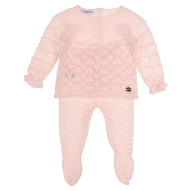 Picture of Juliana Baby Girls Knitted Openwork Sweater & Legging Set X 2 - Rosa Pink