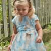 Picture of Mayoral Toddler Girls Summer Cap Sleeve Occasion Dress  -  Blue Beige