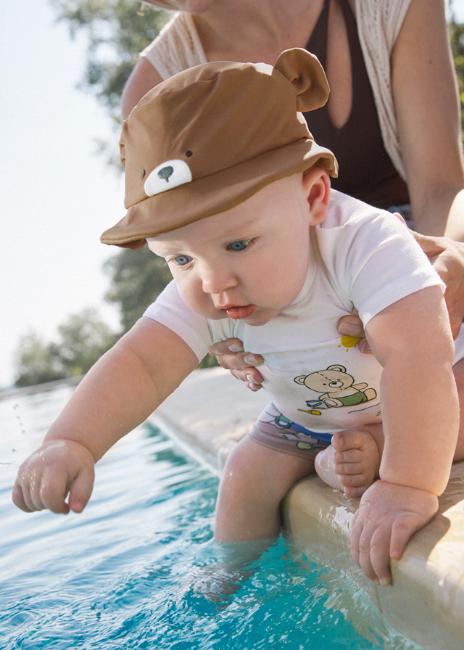 Picture of Mayoral Newborn Boys Bears Top Swimshorts & Sunhat Set X 3 - Blue Brown