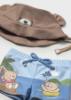 Picture of Mayoral Newborn Boys Bears Top Swimshorts & Sunhat Set X 3 - Blue Brown