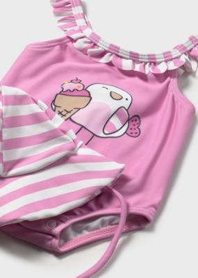 Picture of Mayoral Newborn Girls Ice Cream Swimsuit & Sunhat Set X 2 - Pink Multi