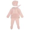 Picture of Juliana Baby Girls Knitted Lace Top Legging & Bonnet Set X 3 - Rosa Pink White