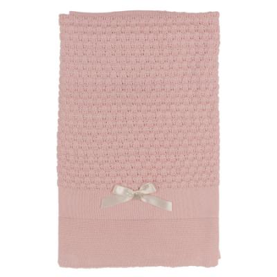 Picture of Rigola Baby Girls Openwork Knit Organic Cotton Shawl - Rose Pink