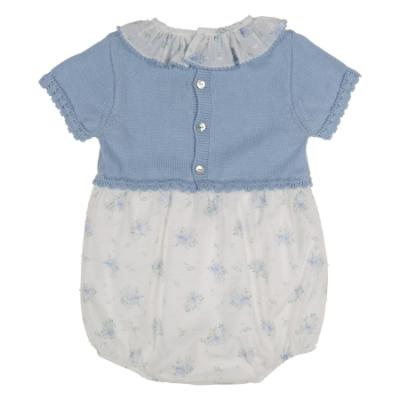 Picture of Rigola Baby Girls Organic Knit & Floral Plumetti Romper - Blue Rose 