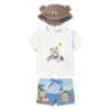 Picture of Mayoral Newborn Boys Bears Top Swimshorts & Sunhat Set X 3 - Blue Brown