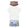 Picture of Mayoral Newborn Boys Bears Top Swimshorts & Sunhat Set X 3 - Blue Brown