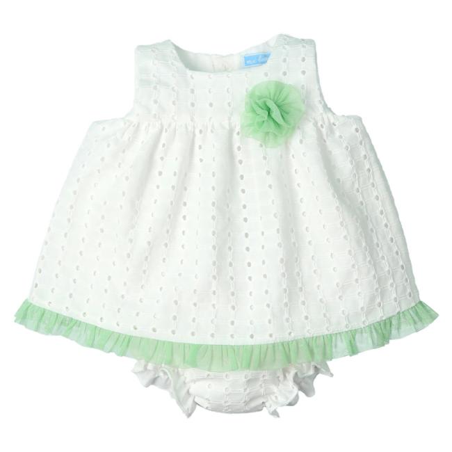 Picture of Mac Ilusion Baby Flashy Collection Girls Lace Dress & Panties Set X 2 - White Green