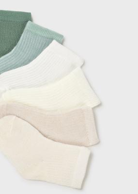 Picture of Mayoral Newborn Six Pairs Unisex Cotton Ankle Socks - Jade Green Beige
