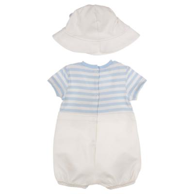 Picture of Mayoral Newborn Boys Teddy Dungaree & Hat Set - White Sky Blue