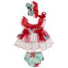Picture of Ela Confeccion Girls Granada Dress Panties Bonnet Set X 3 - White Blue Red