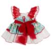 Picture of Ela Confeccion Girls Granada Dress Panties Bonnet Set X 3 - White Blue Red