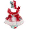 Picture of Ela Confeccion Girls Granada Dress Panties Bonnet Set X 3 - White Blue Red
