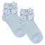 Picture of Meia Pata Extra Large Satin Double Bow Ankle Socks - Baby Blue