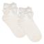 Picture of Meia Pata Extra Large Satin Double Bow Ankle Socks - Ivory