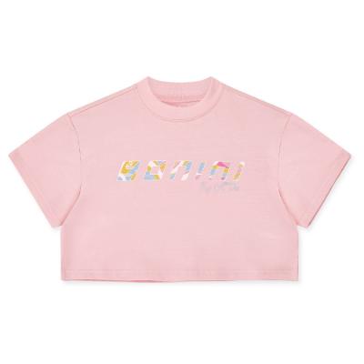 Picture of Bonini by A* Dee Shine Cropped Logo T-shirt - Fairy Pink