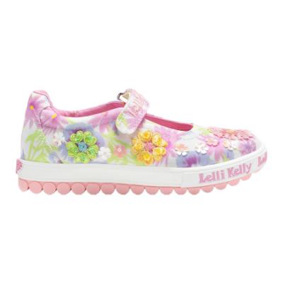 Picture of Lelli Kelly Eloise Beaded Floral Canvas Roller Sole Pump - White Fantasy