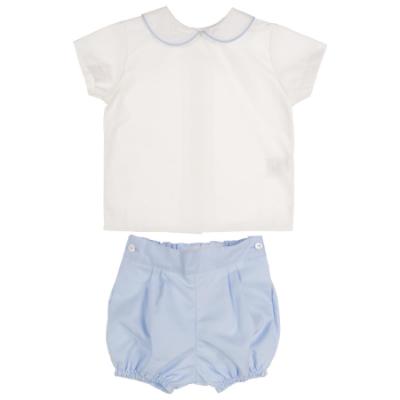 Picture of Puro Mimo Summer Collection Boys Blouse & Pants Set X 2 - White Pale Blue