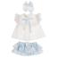 Picture of Puro Mimo Summer Collection Girls Blouse Skirted Jampants & Hairclip Set X 3 - White Pale Blue
