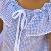 Picture of Rapife Summer Girls Wide Ruffle Collar Dress & Panties Set X 2 - Navy Blue Gingham