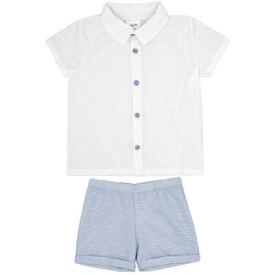 Picture of Rapife Summer Boys Shirt & Bermuda Shorts Set - White Sky Blue 