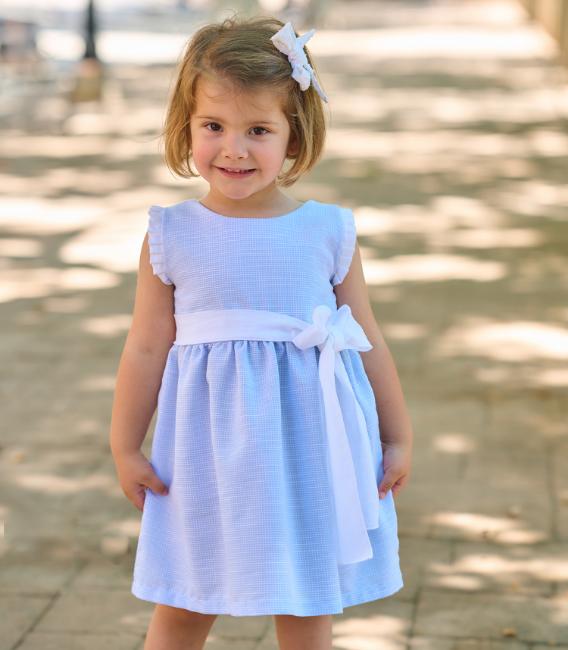 Picture of Rapife Summer Girls Fixed Bow Dress & Panties Set X 2 - Sky Blue White
