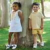 Picture of Rapife Summer Girls Ruffle Embroidered Dress  - White Yellow