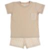 Picture of Rapife Summer Boys Gingham Pocket Top & Gingham Shorts Set - Beige
