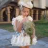 Picture of Ela Confeccion Girls Blanca Dress Panties Bonnet Set X 3 - Ivory Blue 