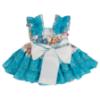 Picture of Ela Confeccion Girls Elsa Dress Panties Bonnet Set X 3 - White Turquoise Blue 