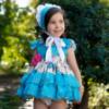 Picture of Ela Confeccion Girls Elsa Dress Panties Bonnet Set X 3 - White Turquoise Blue 