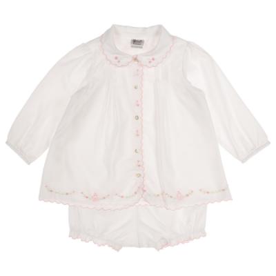 Picture of Sarah Louise Baby Girls Embroidered Jampant 2 Piece Set - White Pink 