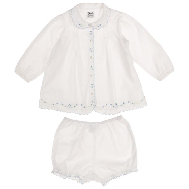 Picture of Sarah Louise Baby Girls Embroidered Jampant 2 Piece Set - White Pale Blue